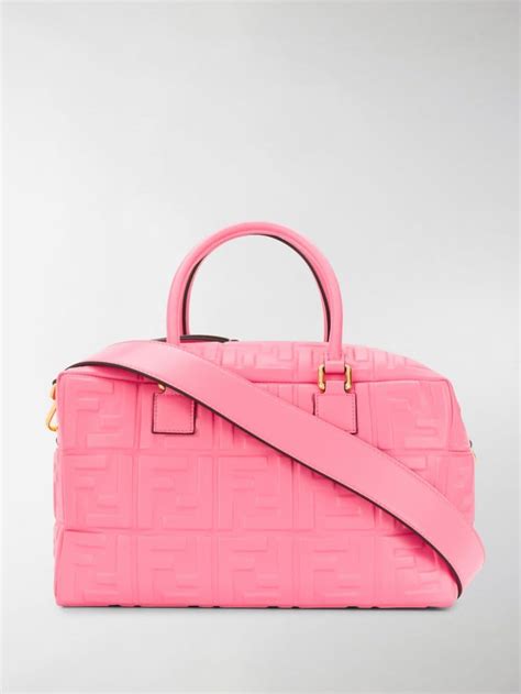 fendi pink leather boston bag